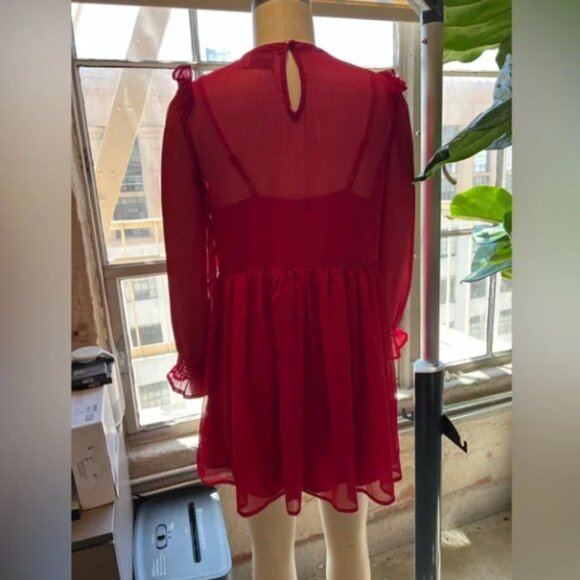 ASOS Elegant Red Chiffon Dress - Picture 4 of 6